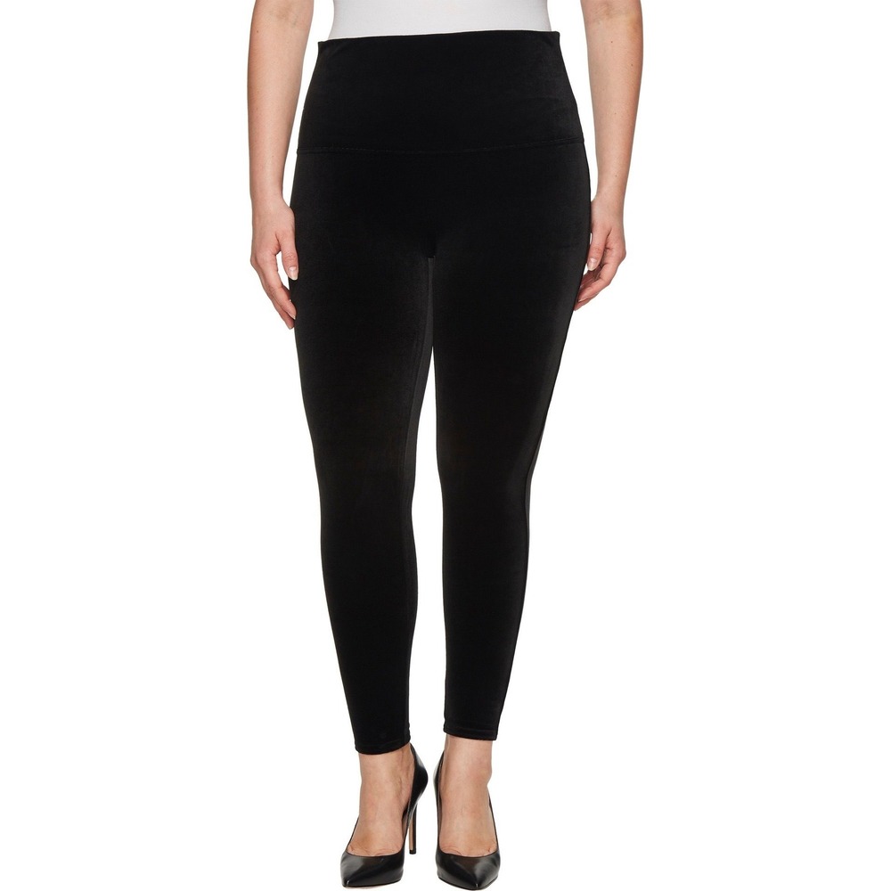 Spanx Velvet Leggings Black High Waisted Plus Size 1X Stretch Pull On